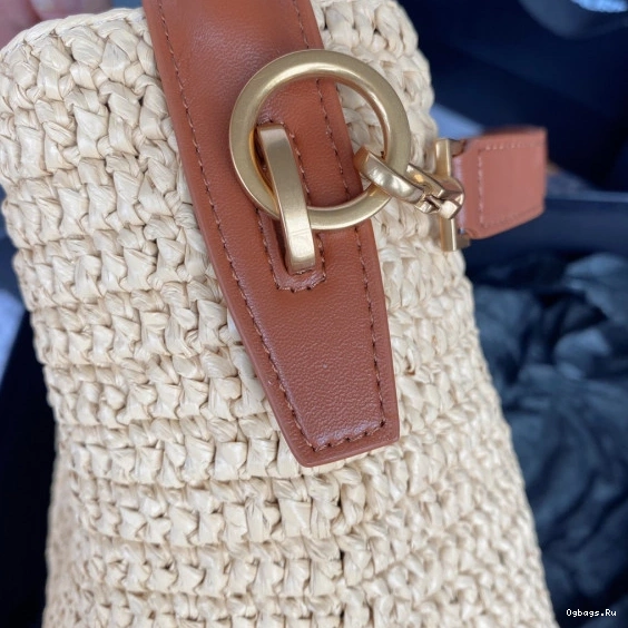 bag-20*25*16CM raffia 37 YSL leather-trimmed Le bucket 0812